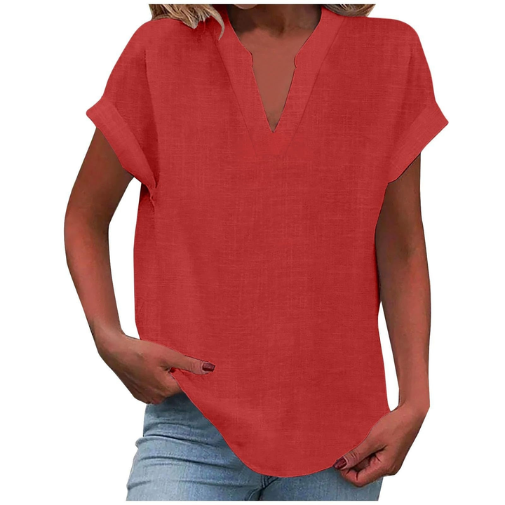 Wren | Women's Linen V-Neck Cap Sleeve Casual Top