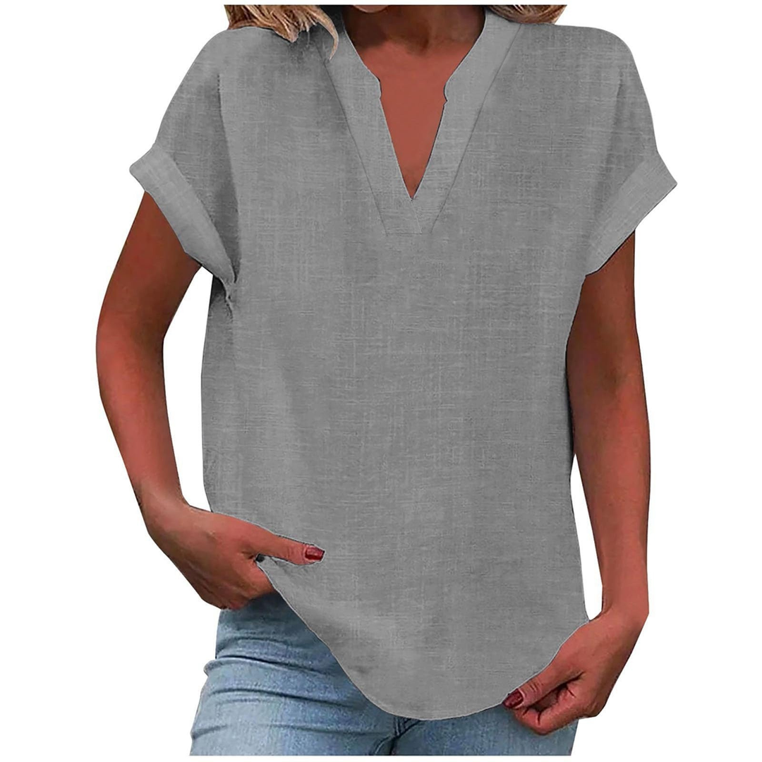 Wren | Women's Linen V-Neck Cap Sleeve Casual Top