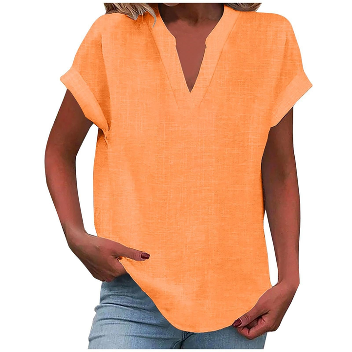 Wren | Women's Linen V-Neck Cap Sleeve Casual Top
