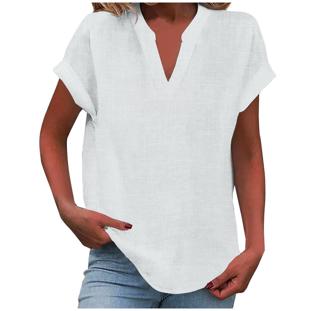 Wren | Women's Linen V-Neck Cap Sleeve Casual Top