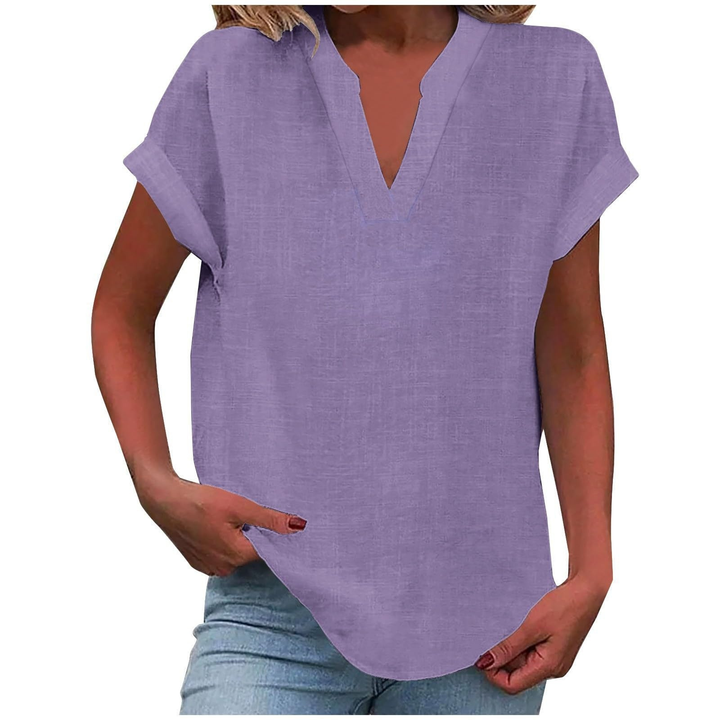 Wren | Women's Linen V-Neck Cap Sleeve Casual Top