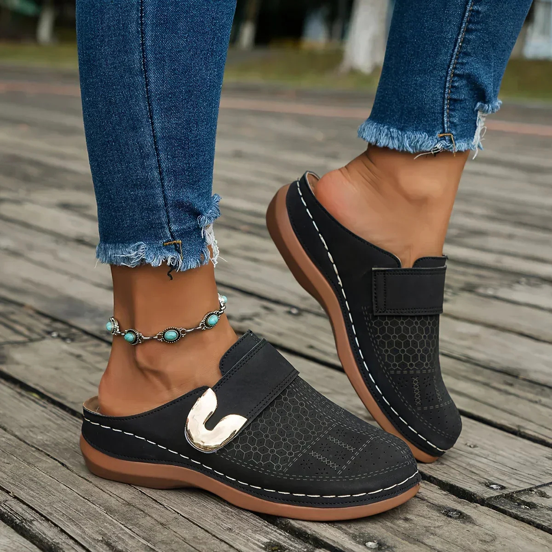 Wren | Women's Suede Buckle Detail Slip-On Flat Shoes