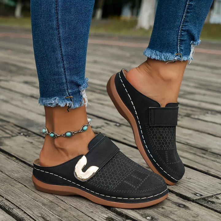 Wren | Women's Suede Buckle Detail Slip-On Flat Shoes