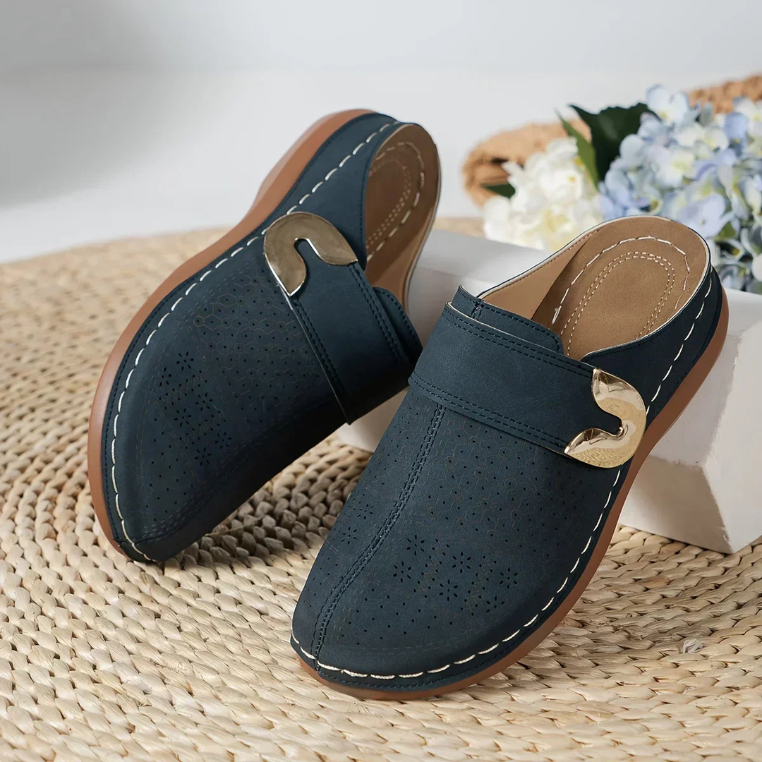 Wren | Women's Suede Buckle Detail Slip-On Flat Shoes