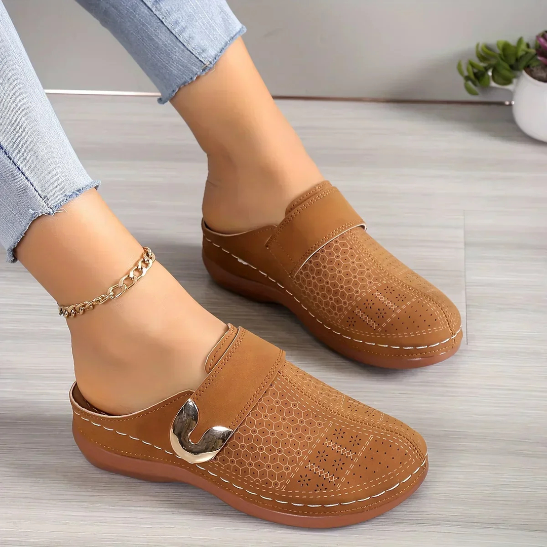 Wren | Women's Suede Buckle Detail Slip-On Flat Shoes