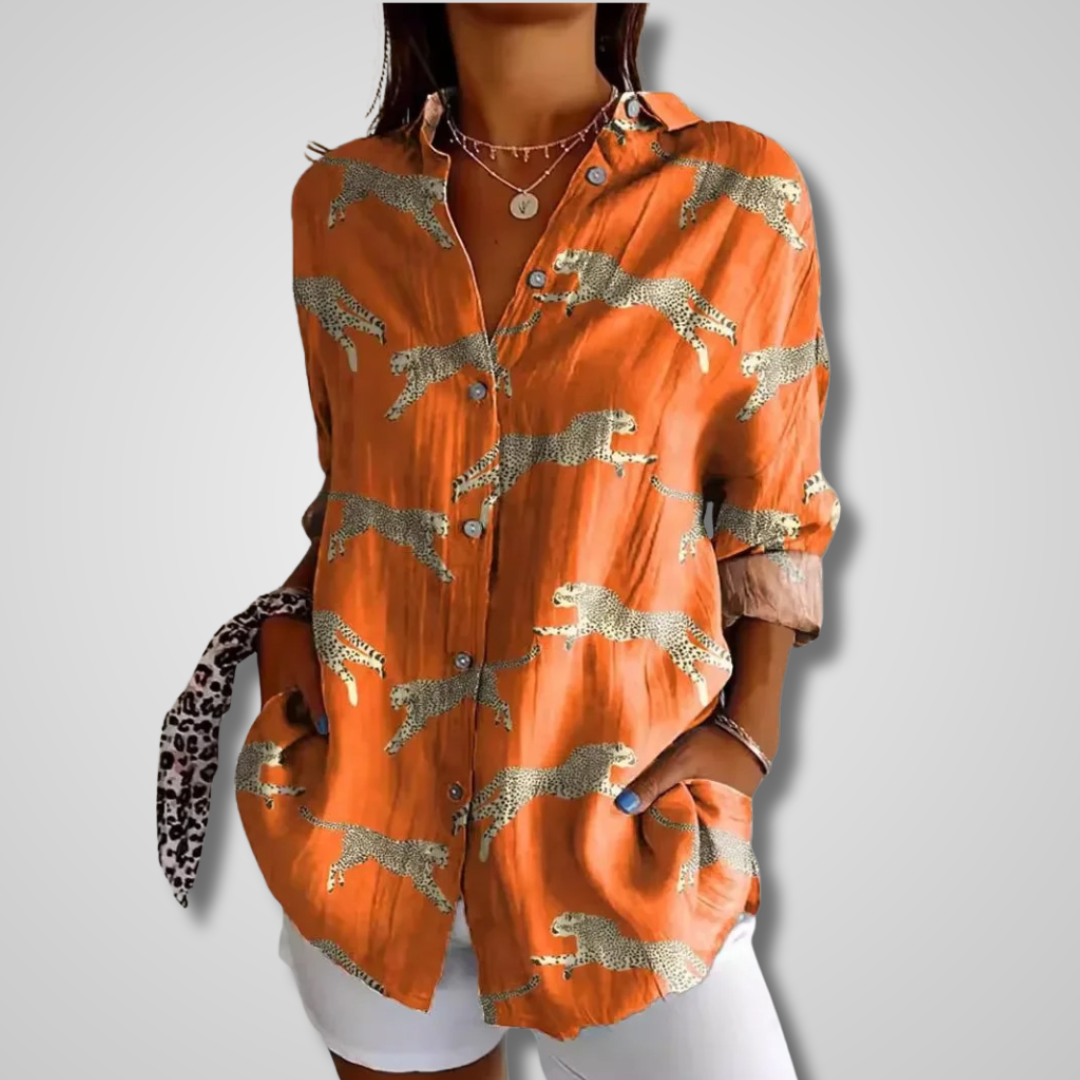 Zephyr | Women's Lightweight Print Collared Relaxed Button-Up Shirt