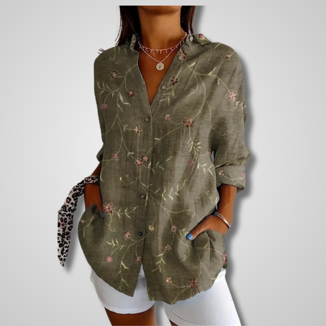 Zephyr | Women's Lightweight Print Collared Relaxed Button-Up Shirt