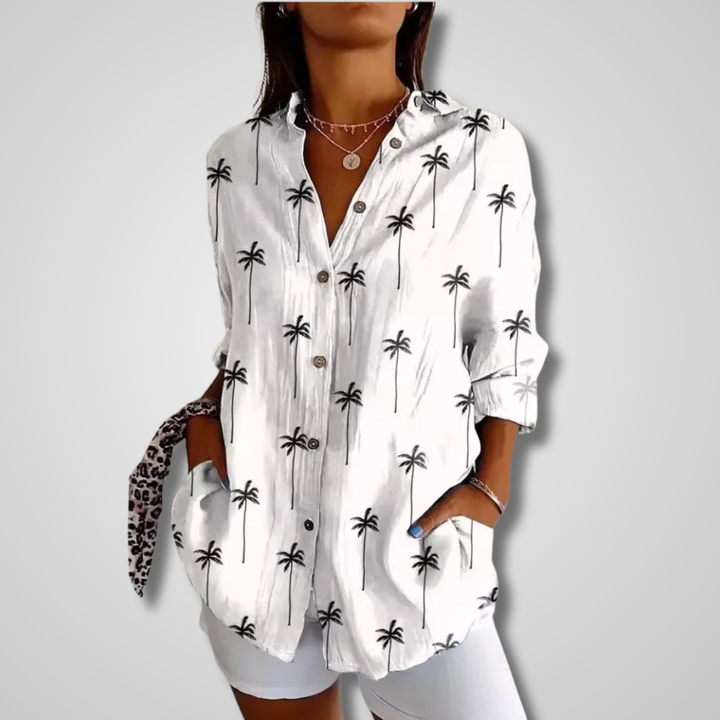 Zephyr | Women's Lightweight Print Collared Relaxed Button-Up Shirt