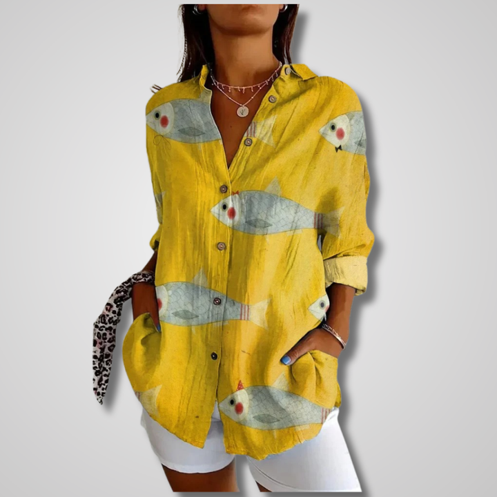 Zephyr | Women's Lightweight Print Collared Relaxed Button-Up Shirt