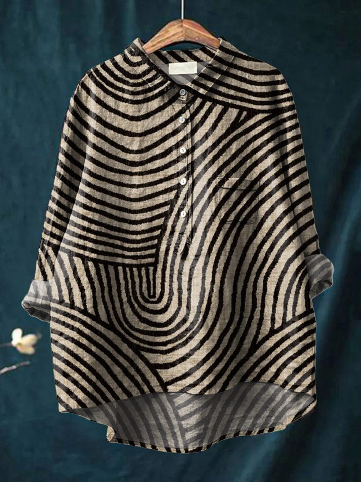 Zuri | Women's Linen Printed Oversized Button-Front Shirt
