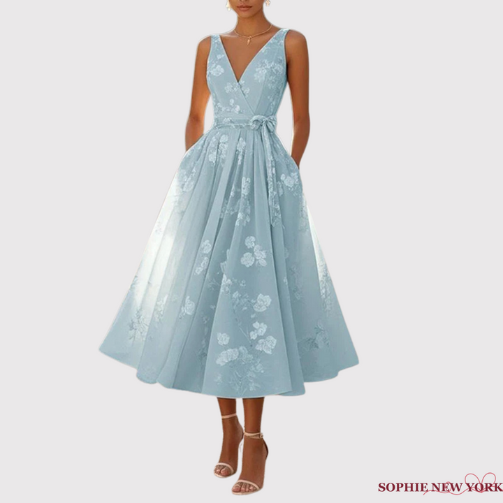 Liliane's Subtle Bloom | Sleeveless A-Line Midi Dress