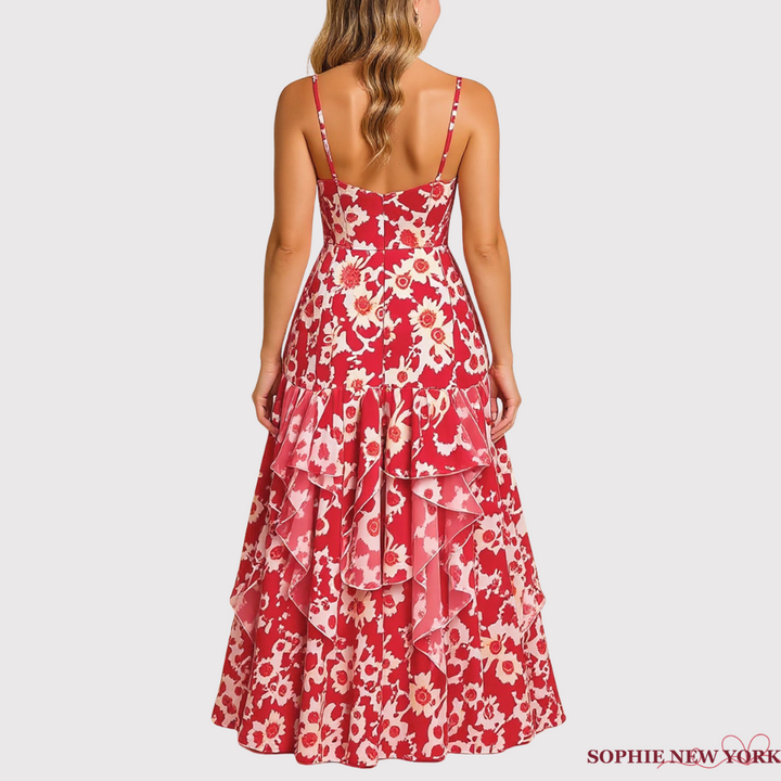 Amara's Blooming Charm | Strapless Floral Maxi Dress