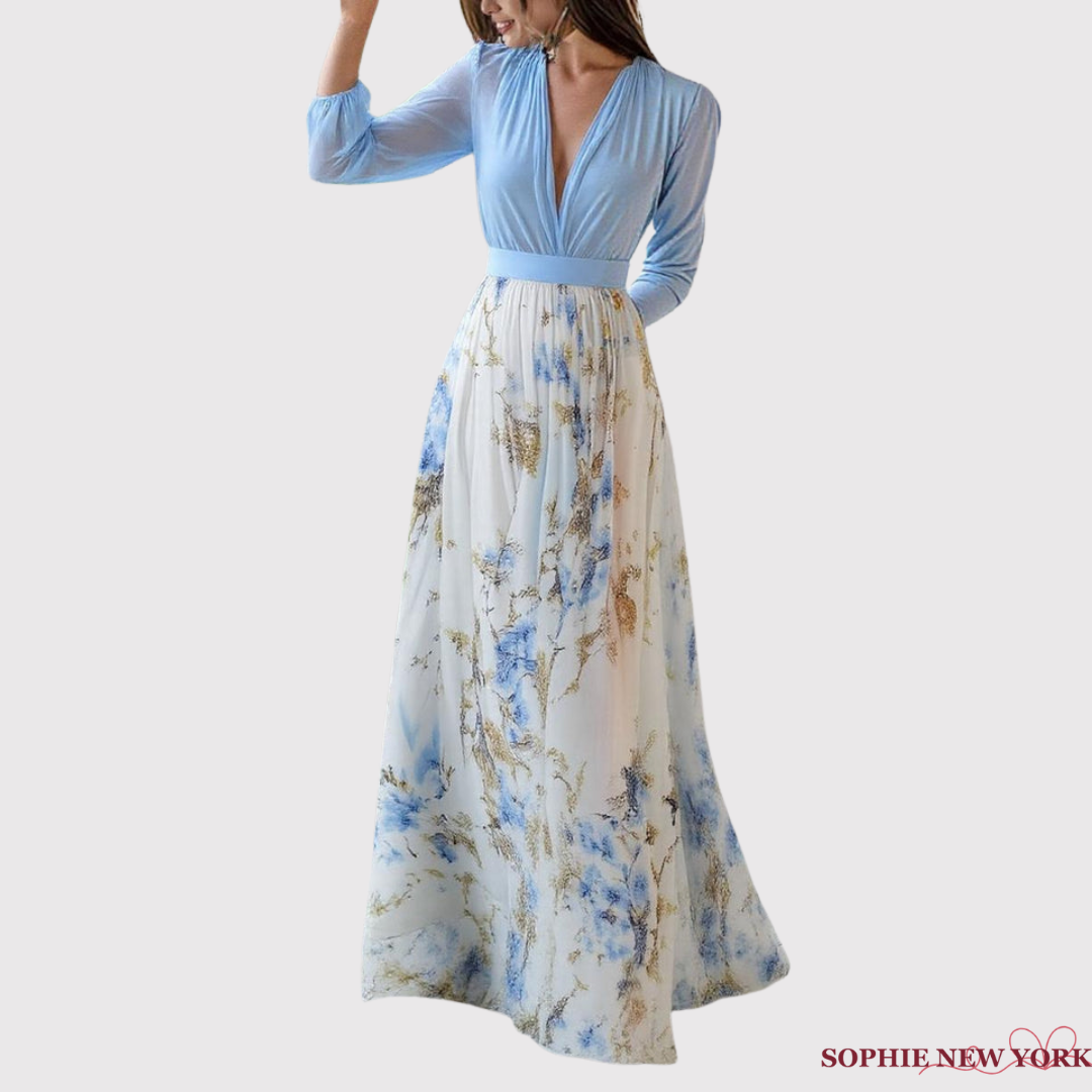 Celeste's Airy Grace | Long Sleeve Maxi Dress