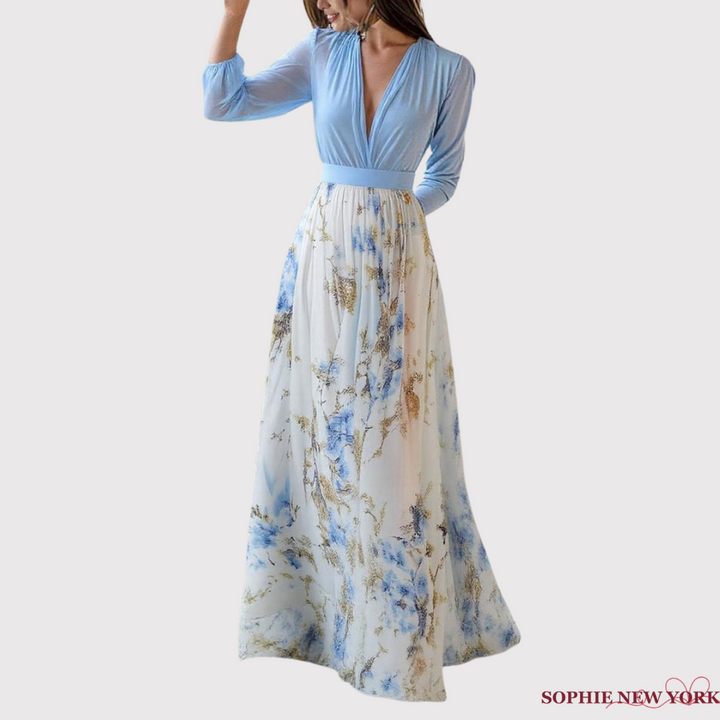 Celeste's Airy Grace | Long Sleeve Maxi Dress