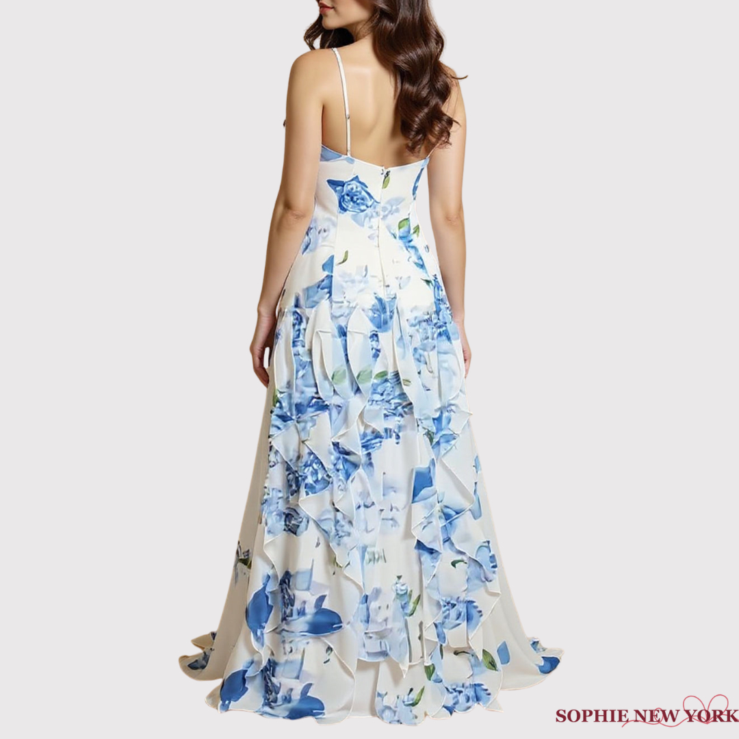 Amara's Blooming Charm | Strapless Floral Maxi Dress