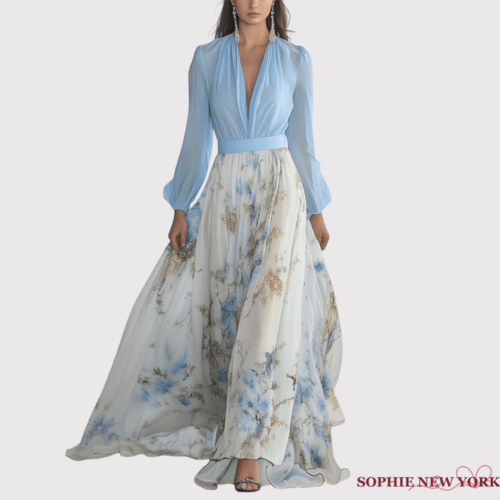 Celeste's Airy Grace | Long Sleeve Maxi Dress