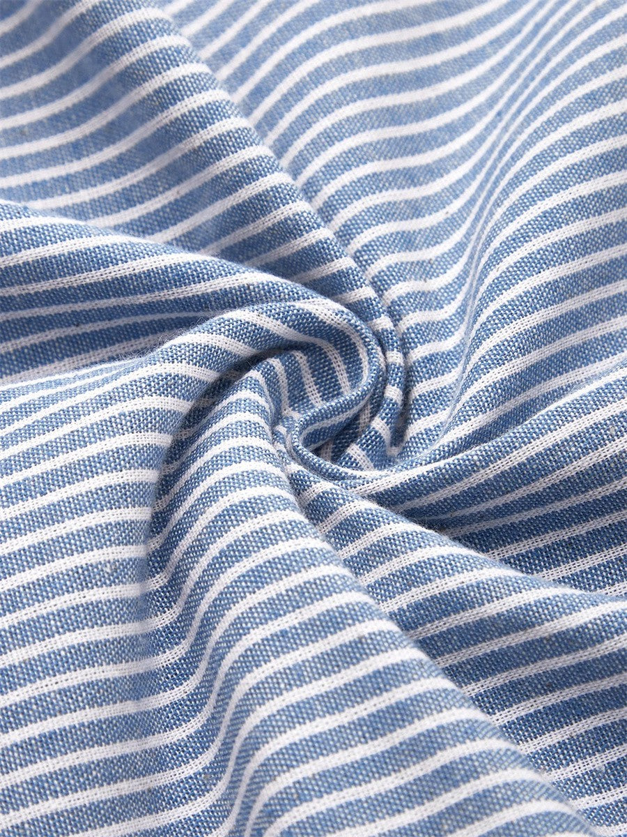 Liana's Buttoned Charm | Striped Midi Dress