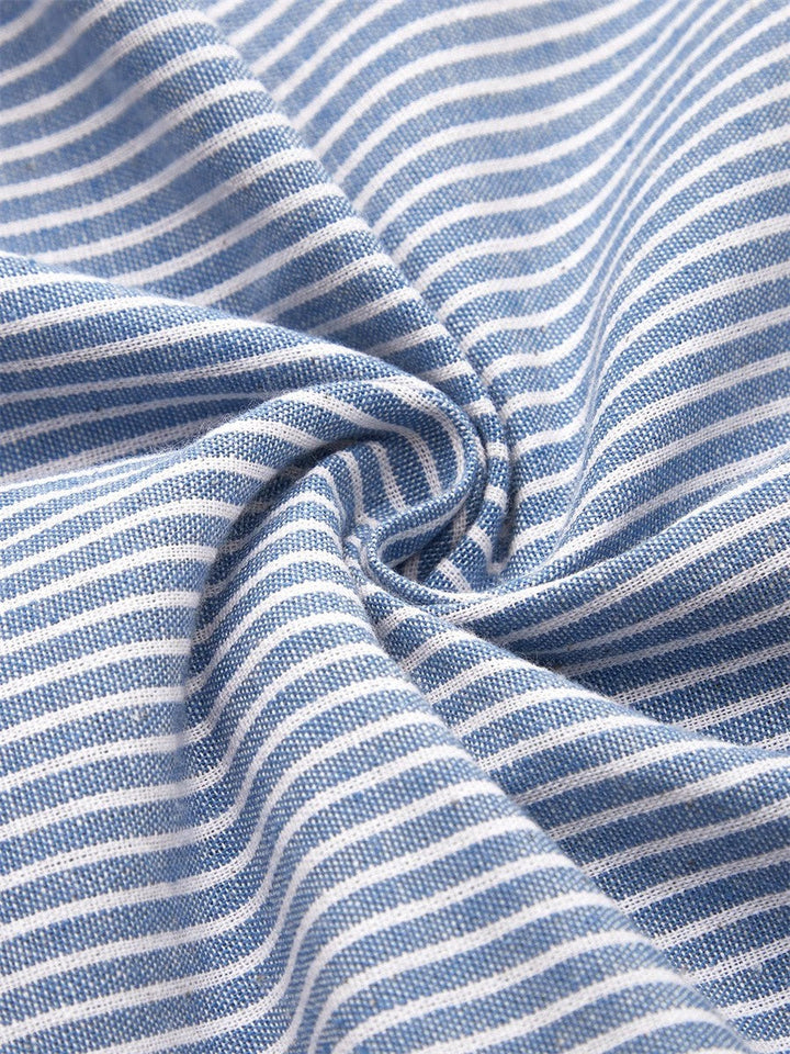 Liana's Buttoned Charm | Striped Midi Dress