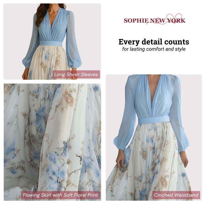 Celeste's Airy Grace | Long Sleeve Maxi Dress