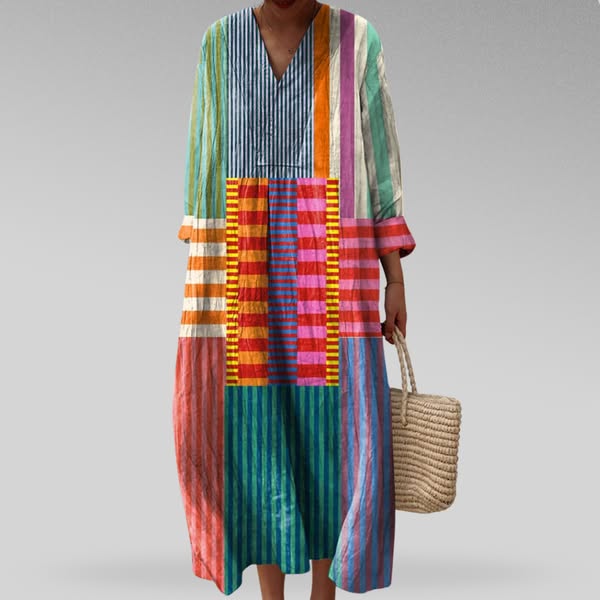 Leona's Bold Layers | Striped Boho Maxi Dress