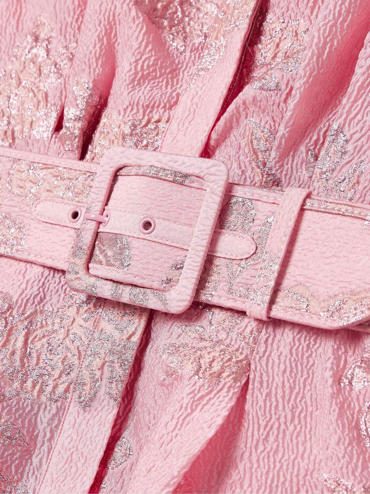 The Aven - Vintage Pink High-Waisted Lapel Dress