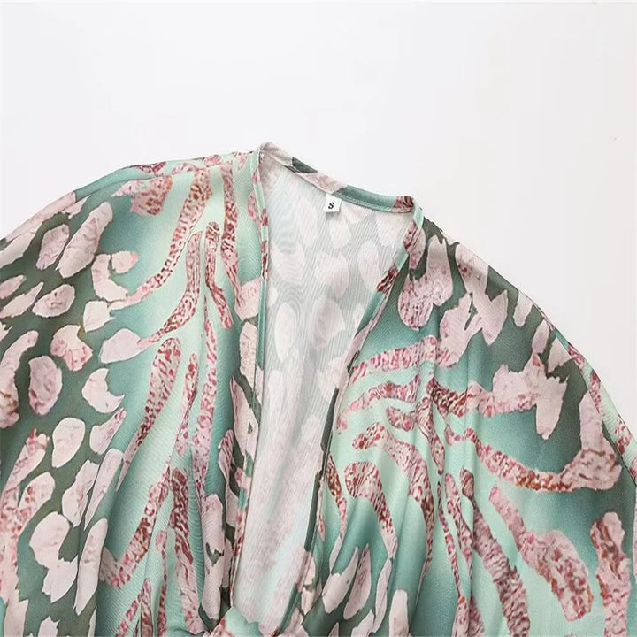 Alina's Garden Glow | Printed Wrap Midi Dress