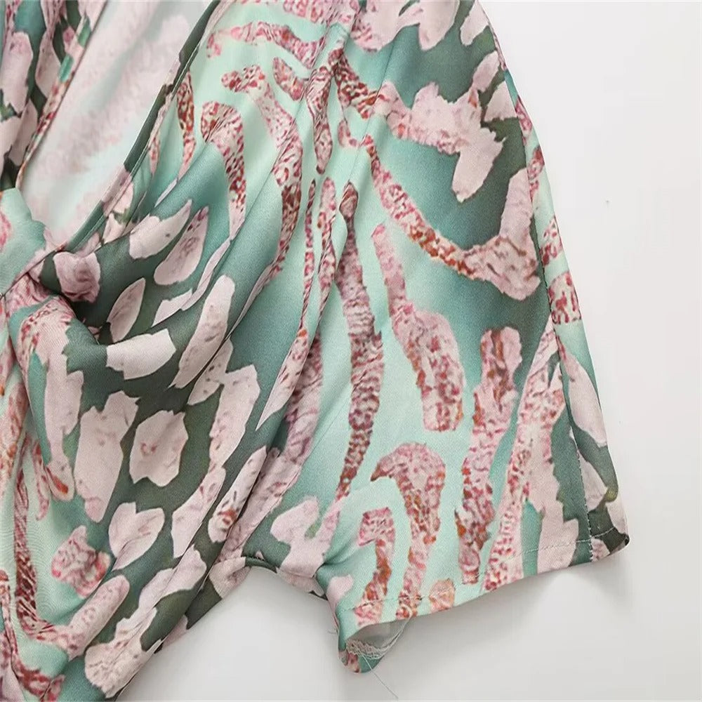 Alina's Garden Glow | Printed Wrap Midi Dress