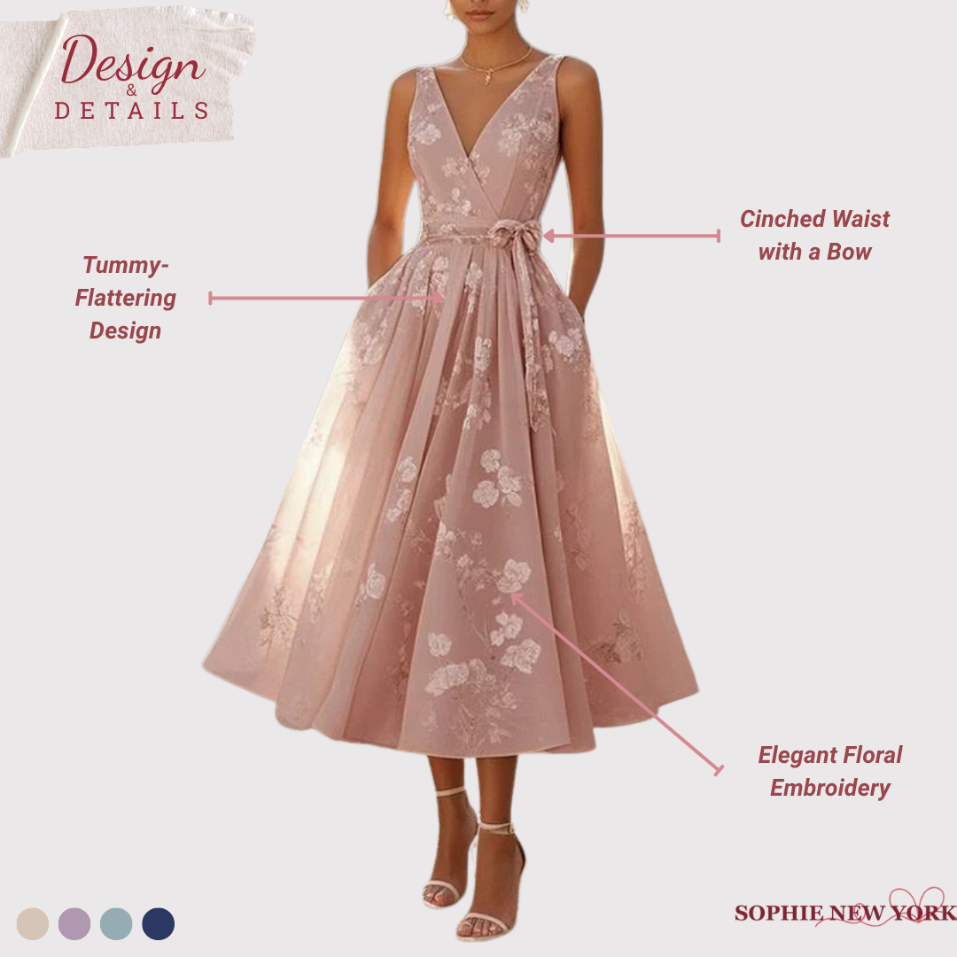 Liliane's Subtle Bloom | Sleeveless A-Line Midi Dress