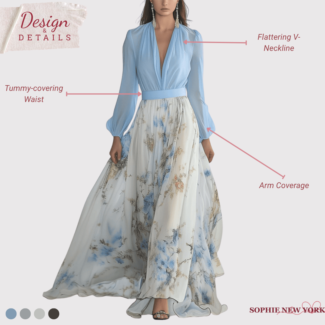 Celeste's Airy Grace | Long Sleeve Maxi Dress
