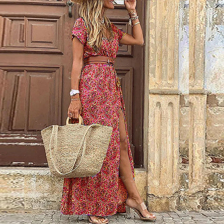 Serena's Sunlit Grace | Sleeveless Floral Maxi Dress