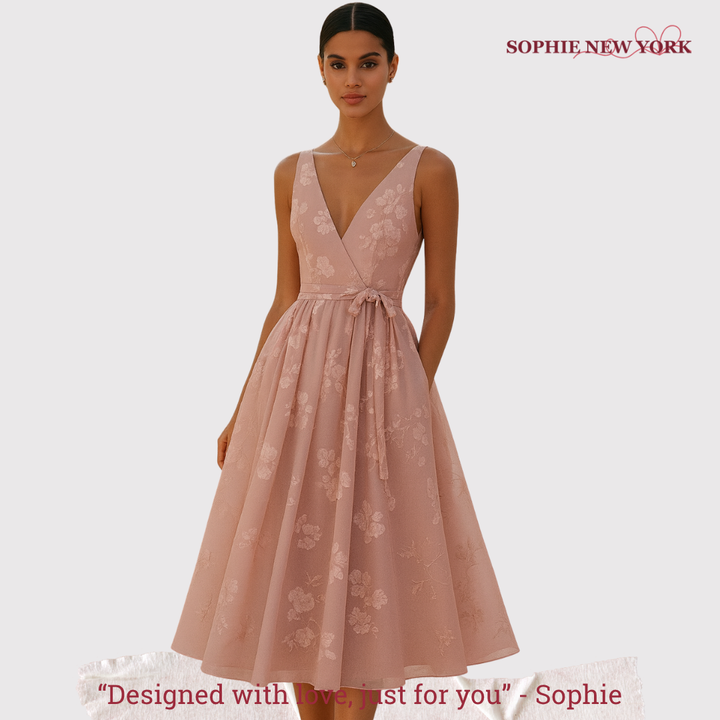 Liliane's Subtle Bloom | Sleeveless A-Line Midi Dress