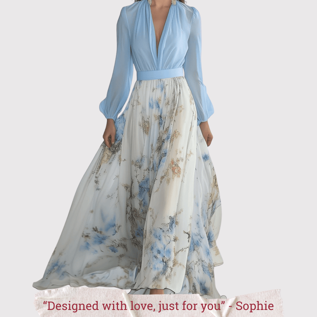Celeste's Airy Grace | Long Sleeve Maxi Dress